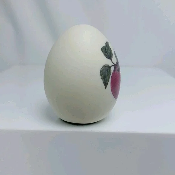 Vintage Ceramic Bisque Egg Paperweight Handpainted Collectible Apples - Picture 2 of 5